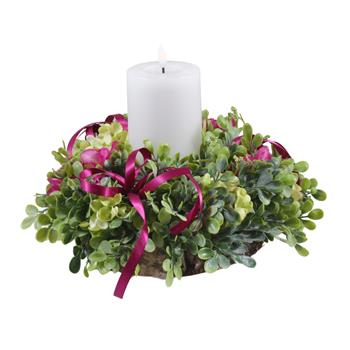 Růžová romance svícen 25cm