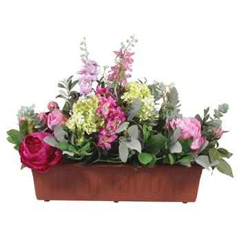 Růžová romance aranžovaný truhlík 60cm