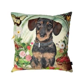 Polštář FLEURY s jezevčíkem polyesterový 45x45cm