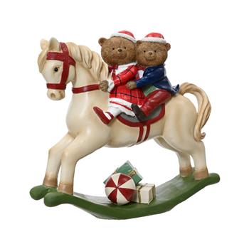 Houpací kůň s medvědy polyresinový 18cm
