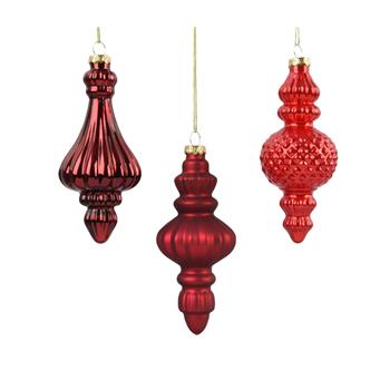 Ozdoba skleněný ornament červený mix 15cm