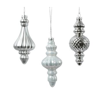Ozdoba skleněný ornament bílý mix15cm