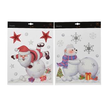 Šablona okenní Santa/medvěd s koulí mix 34,5cm