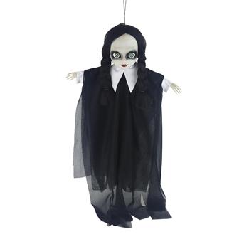 Panenka zombie závěsná plastová se šaty bílo-černá 70cm