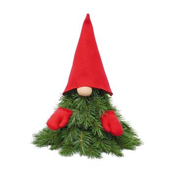 Stromek umělý skřítek s čepicí a rukavicemi MÍSTY červeno-zelený 45cm