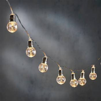 Řetěz VENKOVNÍ s 10LED žárovkami, bílá s časovačem na baterie transparentní
