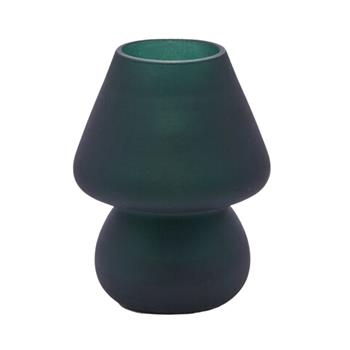 Stolní venkovní lampa AURA s USB skleněná tm.zelená 15cm