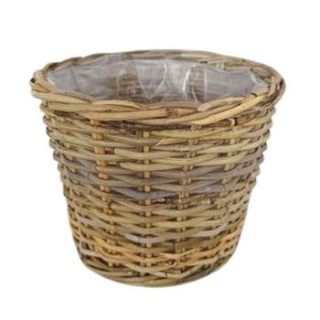 Obal na květináč kulatý prutěný s igelitem přírodní 23cm