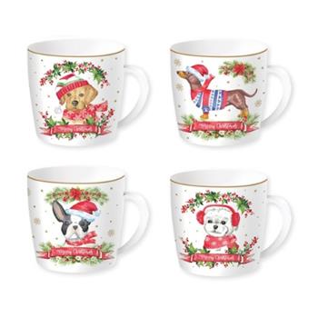 Hrnek porcelánový CHRISTMAS DOGS v dárkovém balení mix 350ml