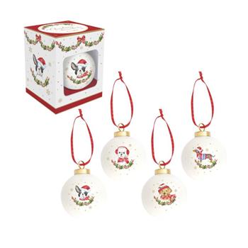 Ozdoba porcelánová CHRISTMAS DOGS bílá mix 14cm