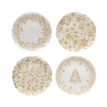 Tác servírovací skleněný kulatý GOLD mix 33cm