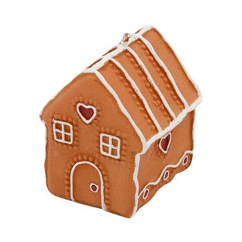 Svícen na čajovku perníkový dům z polyresinu bílo-hnědý 8,5cm