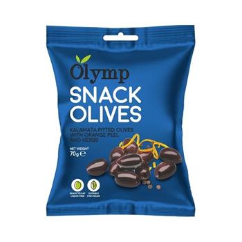 Olivy OLYMP černé bez pecky s pomerančovou kůrou a bylinkami 70g