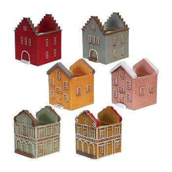 Obal na květináč keramický dům mix barev 10,5cm