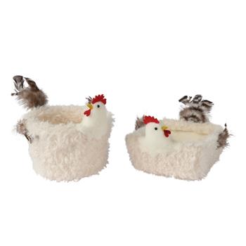 Plstěný košík se slepicí mix 13cm