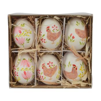 Ozdoba vejce s květy/slepicí 6ks