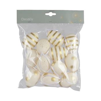 Ozdoba vejce polystyrenové s pruhy/puntíky mix 12ks