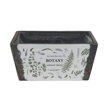 Truhlík hranatý dřevěný BOTANY s igelitem hnědo-bílý 21cm