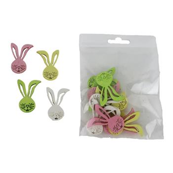 Přízdoba dřevená hlava zajíce mix barev 12ks