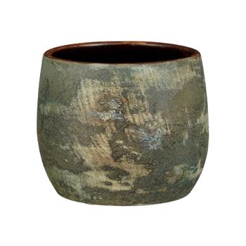 Obal na květináč kulatý terakotový OLAF zelená patina 19,5cm