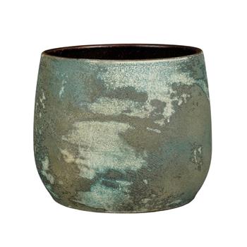 Obal kulatý terakotový OLAF zelená patina 25,5cm