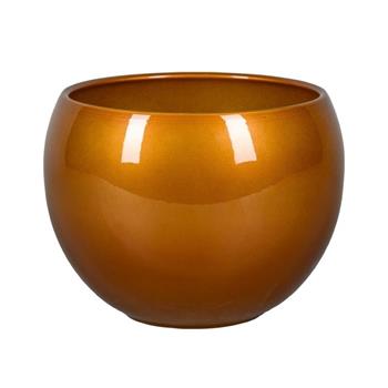 Obal na květináč LUNA 14 SO keramický práškovaný jantarový 14cm
