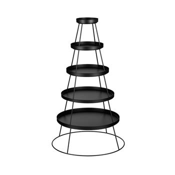 Stojan kulatý kovový s 5 patry černý 121cm