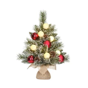 Stromek umělý KAPRUN v jutě s 8LED, t.bílá s časovačem na baterie 45cm