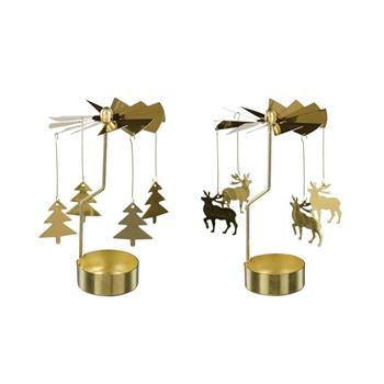 Svícen andělské zvonění kovové zlaté mix 13cm