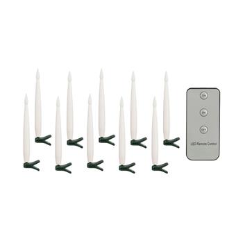 Svíčka svítící na klipu s LED, t.bílá s časovačem na baterie 10ks