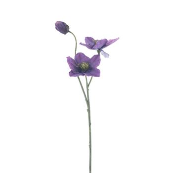 Čemeřice CASEROS řezaná umělá se 2 květy a poupětem purpurová 56cm