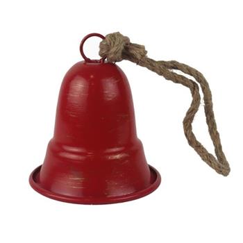 Ozdoba zvonek kovový červený 20cm