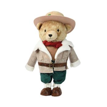 Medvěd stojící s kloboukem a kabátem plyšový 45cm