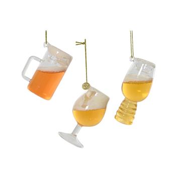Ozdoba skleněné pivo ve sklenici mix 9cm