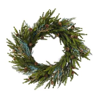 Věnec umělý z jehličí/šišek/větviček 60cm