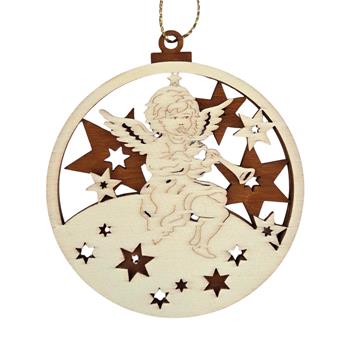 Ozdoba dřevěná s andělem 9cm