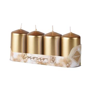 Svíčka válcová metalická zlatá 9cm/4ks