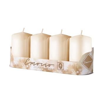 Svíčka válcová lakovaná krémová 8cm/4ks