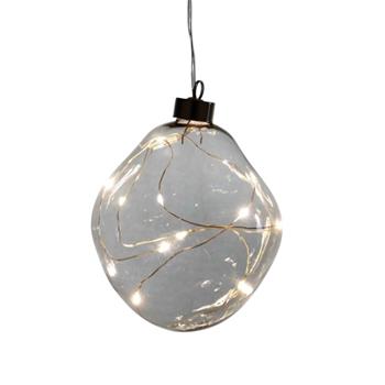 Svítící atypická skleněná koule 8LED t.bílá na baterie antracitová 10cm