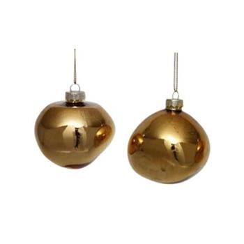 Ozdoba atypická skleněná koule tm.zlatá mix 6cm