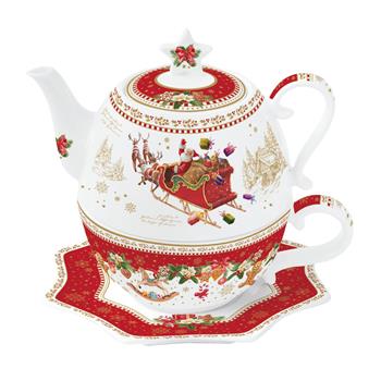 Čajová porcelánová konvice se šálkem CHRISTMAS MEMORIES 450ml